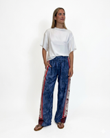 DOLCE FAR NIENTE UNISEX BLU - PANTALONE IN COTONE A BARRÈ FLOREALE