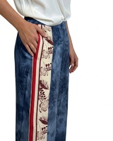 DOLCE FAR NIENTE UNISEX BLU - PANTALONE IN COTONE A BARRÈ FLOREALE