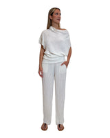 BLUSA ASIMMETRICA IN PLISSÉ CORTECCIA LATTE