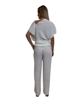 BLUSA ASIMMETRICA IN PLISSÉ CORTECCIA LATTE