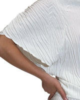 BLUSA ASIMMETRICA IN PLISSÉ CORTECCIA LATTE
