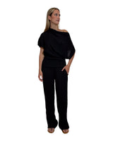 BLUSA ASIMMETRICA IN PLISSÉ CORTECCIA NERO