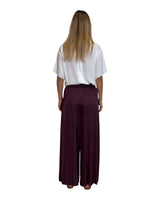PANTALONE IN VISCOSA CON ELASTICO VINO
