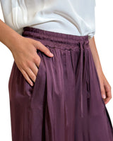 PANTALONE IN VISCOSA CON ELASTICO VINO