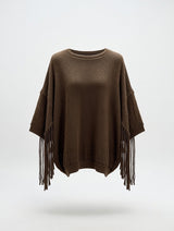 Maglia jacquard frange mocha