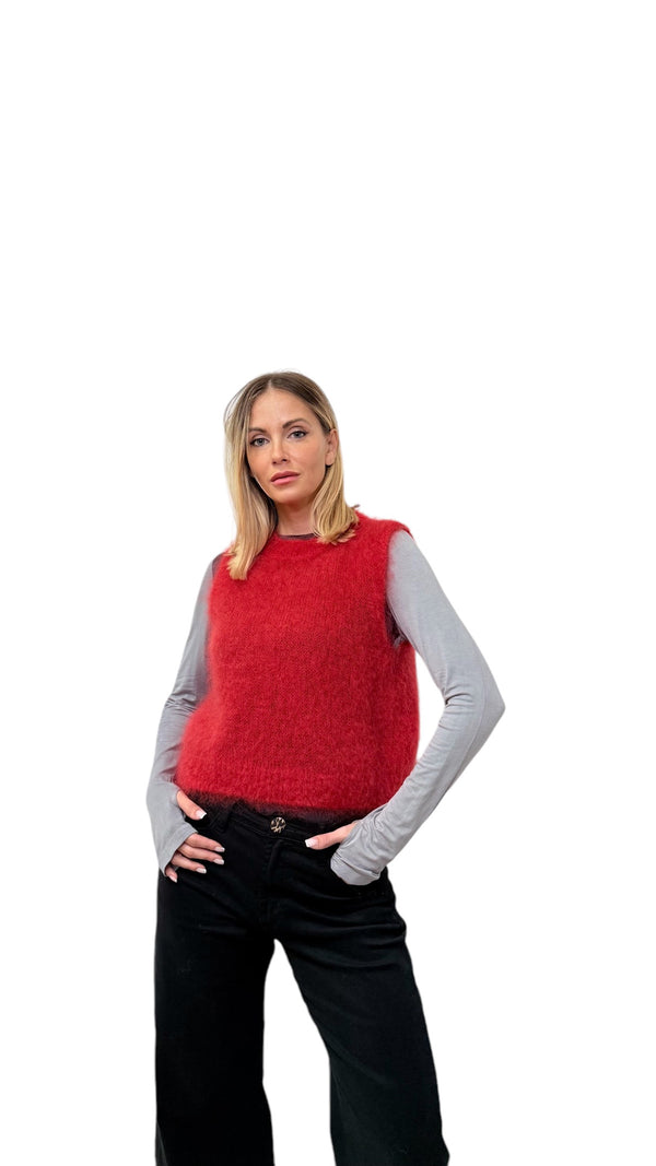 Gilet Acacia Panna Rosso