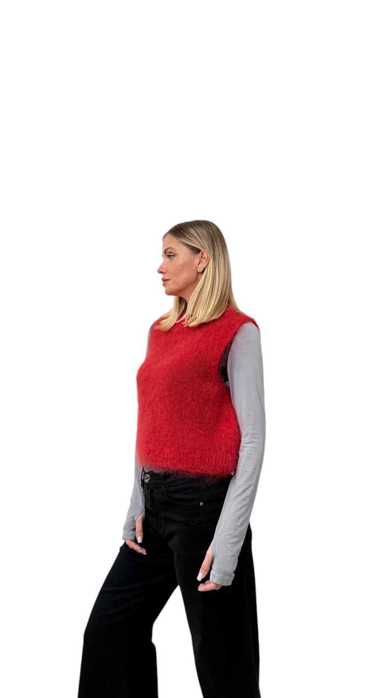 Gilet Acacia Panna Rosso