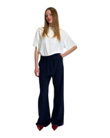 PANTALONE IN CREPE DE CHINE BLU