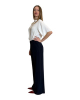 PANTALONE IN CREPE DE CHINE BLU