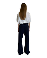 PANTALONE IN CREPE DE CHINE BLU