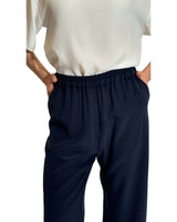 PANTALONE IN CREPE DE CHINE BLU