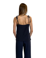 TOP IN CREPE DE CHINE BLU