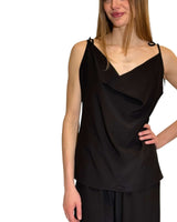 TOP IN CREPE DE CHINE NERO