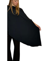 TUNICA A CAPPA IN CREPE DE CHINE NERO