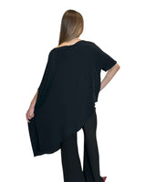 TUNICA A CAPPA IN CREPE DE CHINE NERO