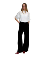 PANTALONE IN CREPE DE CHINE NERO