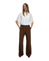 PANTALONE IN CREPE DE CHINE CACAO