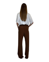 PANTALONE IN CREPE DE CHINE CACAO