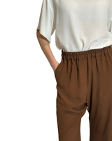PANTALONE IN CREPE DE CHINE CACAO