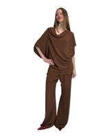 BLUSA ASIMMETRICA IN CREPE DE CHINE CACAO