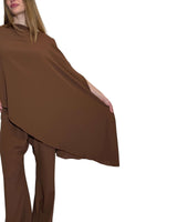 TUNICA A CAPPA IN CREPE DE CHINE CACAO