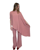 TUNICA A CAPPA IN CREPE DE CHINE ROSA