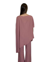 TUNICA A CAPPA IN CREPE DE CHINE ROSA