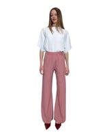 PANTALONE IN CREPE DE CHINE ROSA