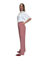 PANTALONE IN CREPE DE CHINE ROSA