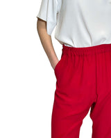 PANTALONE IN CREPE DE CHINE ROSSO