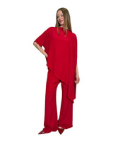 TUNICA A CAPPA IN CREPE DE CHINE ROSSO