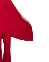 TUNICA A CAPPA IN CREPE DE CHINE ROSSO