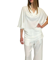 BLUSA ASIMMETRICA IN CREPE DE CHINE NUVOLA