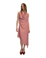 ABITO ASIMMETRICO IN CREPE DE CHINE ROSA