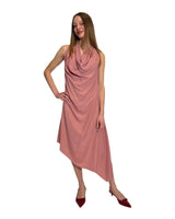 ABITO ASIMMETRICO IN CREPE DE CHINE ROSA