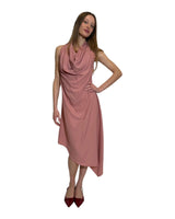 ABITO ASIMMETRICO IN CREPE DE CHINE ROSA