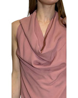ABITO ASIMMETRICO IN CREPE DE CHINE ROSA
