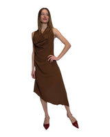 ABITO ASIMMETRICO IN CREPE DE CHINE CACAO