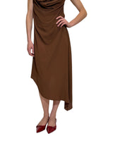 ABITO ASIMMETRICO IN CREPE DE CHINE CACAO