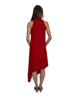 ABITO ASIMMETRICO IN CREPE DE CHINE ROSSO