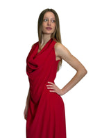 ABITO ASIMMETRICO IN CREPE DE CHINE ROSSO