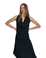 ABITO ASIMMETRICO IN CREPE DE CHINE NERO