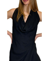 ABITO ASIMMETRICO IN CREPE DE CHINE NERO