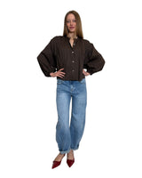 CAMICIA CORTA AMPIA IN COTONE CAFFÉ