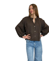 CAMICIA CORTA AMPIA IN COTONE CAFFÉ