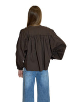 CAMICIA CORTA AMPIA IN COTONE CAFFÉ