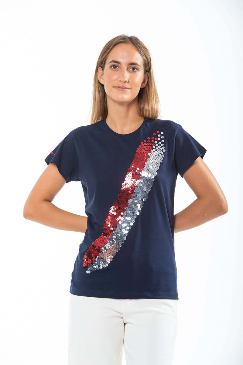 T-SHIRT DONNA FASCIA PAILLETTES